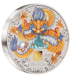 Année lunaire australienne 2024 de la DRAGON 1 kilo d'argent 1g d'or Privy OGP NGC MS70