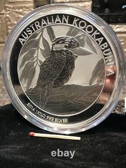 Argent Kilo 999 Kookaburra 2014 Kilo Géant Sur 32 Oz Pièce De Monnaie Argent