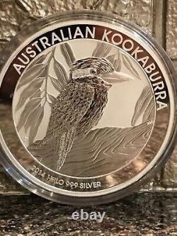 Argent Kilo 999 Kookaburra 2014 Kilo Géant Sur 32 Oz Pièce De Monnaie Argent