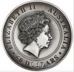 Australian Koala 2018 2 Kilo Argent High Relief Antiqued Coin Épuisé Coa # 45