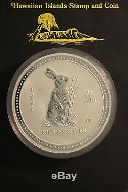 Australian Pièces Zodiac Lunaire. 999 Années D'argent Du Lapin 1999 1 Kilo