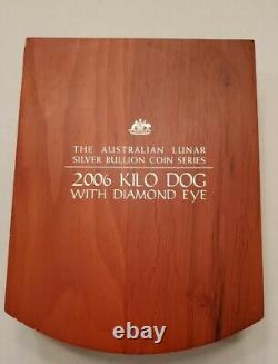 Australie 2006 Argent Kilo $ 30 Chien Avec Diamant De L'œil + Boîte Originale 0nly 504 Fait