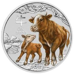 Australien 30 Dollar 2021 Jahr Des Ochsen Ox (2.) Lunaire Iii. 1 Kilo De Silber St