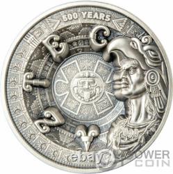 Aztec Empire 500ème Anniversaire Multicouche 1 KG Kilo Argent Pièce 25$ Samoa 2021