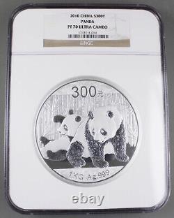 CHINE 2010 Kilogramme Kilo Argent Preuve 300 YUAN Pièce Panda NGC PF70 Ultra Cameo