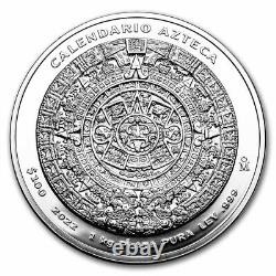 Calendrier aztèque du Mexique 2022 - Pièce d'argent de 1 kilo de qualité épreuve - Tirage limité à 200 exemplaires
