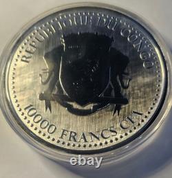 Gorille d'argent 2017 1 kilo République du Congo. 999 Argent pur 10000 Francs RARE