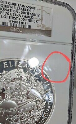 Grande-bretagne Silver Kilo Queens Coronation 60e Anniv Ngc Pf70 Rare Coin 2013