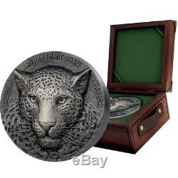 Haut Mauquoy Relief Leopard Cinq Grands 1 Kilo Silver Coin Côte-d'ivoire 2019