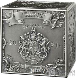Journey Of Marco Polo Cube 1 KG Kilo Silver Coin 10 Livres Gibraltar 2021