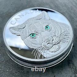Kilo Canada 2015. 9999 Fine Silver Coin 250 $ Yeux D’émail Cougar Stunning