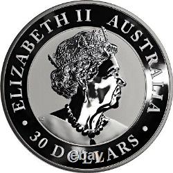 Kookaburra australien 2023 de 32,15 onces troy 1 kilo d'argent 9999 de la Monnaie de Perth dans une capsule