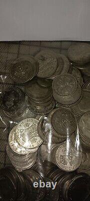 Lot de pièces d'argent britanniques 32,15 onces troy de poids total en argent, pièces étrangères du Royaume-Uni