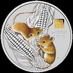 Lunar Series III 2020 Année De La Souris 1 Kilo Silver Coin Avec De L'or Privé Mark