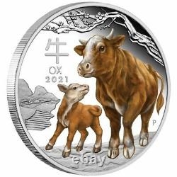 Lunar Year Of The Ox 2021 1 Kilo Pure Silver Color Coin Capsule Perth Australie
