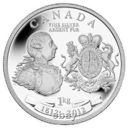 Médaille de paix George III en argent d'un kilo de qualité A1, Canada 2012, Guerre de 1812