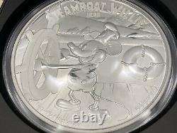 Mickey Mouse Disney Steamboat Willie Proof 2015 Kilo Niue 100 $ Pièce D'argent