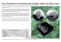 Nouvelle-zélande 2020 20$ Brown Kiwi Kilo 1 KG 999.9 Silver Coin. Édition Limitée