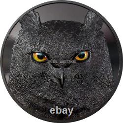 Owl Eagle 1 Kilo Pièce D'argent Obsidienne Noir Palau 2022