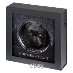 PALAU 25 $ 2022 1/2-Kilo Argent Chasseurs de Nuit Panthère Noire UHR Obsidienne