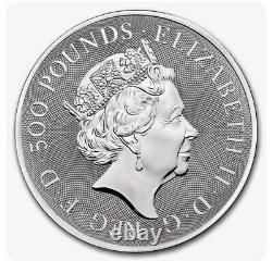 Pièce complète de 1 kilo en argent fin 9999 de la série 'Les bêtes de la reine' de Grande-Bretagne 2021.