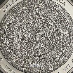 Pièce d'argent d'1 kilo de la Calendrier aztèque du Mexique de 2022, FAIBLE TIRAGE de 200 exemplaires #010