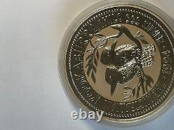 Pièce de 30 $ en argent fin 999 de 1994 Kookaburra australien de 1 kilo/32+ onces avec Elizabeth II.