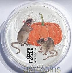 Pièce de monnaie colorée en argent d'un kilo pour l'année du Rat de la souris Lunar III en Australie en 2020 - 30 dollars.