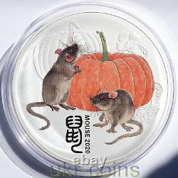 Pièce de monnaie colorée en argent d'un kilo pour l'année du Rat de la souris Lunar III en Australie en 2020 - 30 dollars.