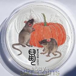 Pièce de monnaie colorée en argent d'un kilo pour l'année du Rat de la souris Lunar III en Australie en 2020 - 30 dollars.