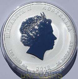 Pièce de monnaie colorée en argent de 1 kilogramme Lunar II Année du Chien 2018 Australie 30 $ BU