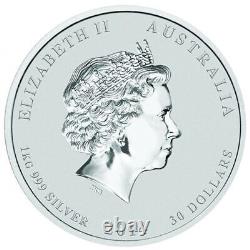 Pièce de monnaie lunaire australienne en argent d'1 kilo de l'année 2014 représentant le cheval.