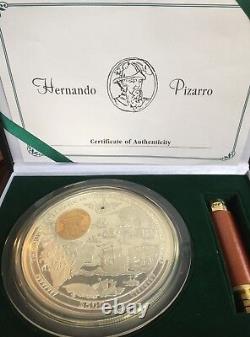 Pièce en argent de 5 kilos Hernando Pizarro des Îles Vierges britanniques de 2004, d'une valeur de 500 dollars.