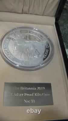 Pièces d'argent Britannia 2019 de 1 kilo en argent massif, preuve de £500 - Un véritable joyau.