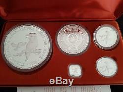 Rare 2003 Kookaburra 99,9% D'argent Proof 5 Coin Set 1 Kilo Jusqu'à 1/2 Oz