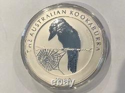 Rare 2008.999 Argent Kilo Australie Kookaburra Avec Pièce Toile d'Araignée 1kg Ronde