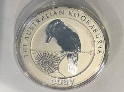 Rare 2008.999 Argent Kilo Australie Kookaburra Avec Pièce Toile d'Araignée 1kg Ronde