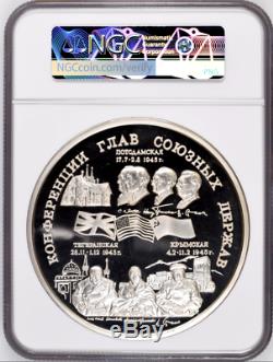 Russie 1995 Argent 1 Kilo KG Monnaie 100 Roubles Seconde Guerre Mondiale Commandants Alliés Ngc Pf66