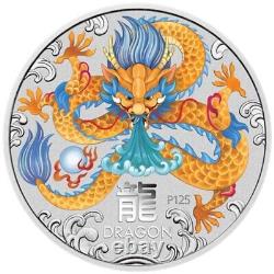 Série lunaire Australienne 2024 III Année du Dragon 1 KILO Pièce d'Argent Colorisée