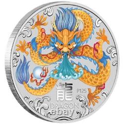 Série lunaire Australienne 2024 III Année du Dragon 1 KILO Pièce d'Argent Colorisée