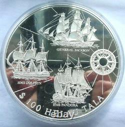 Tokélaou 1996 Navires De Guerre H. M. S. Dolphin 100 Tala 1kilo Silver Coin, Preuve