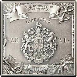 Trajet De Marco Polo Cube 1 KG Kilo Argent Monnaie 10 Pounds Gibraltar 2021